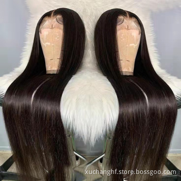 Hanfan Pre Plucked 30 32 34 36 38 40 Inch Peruvian Straight Human Hair 360 Lace Frontal Wig With Baby Hair Bleached Knots